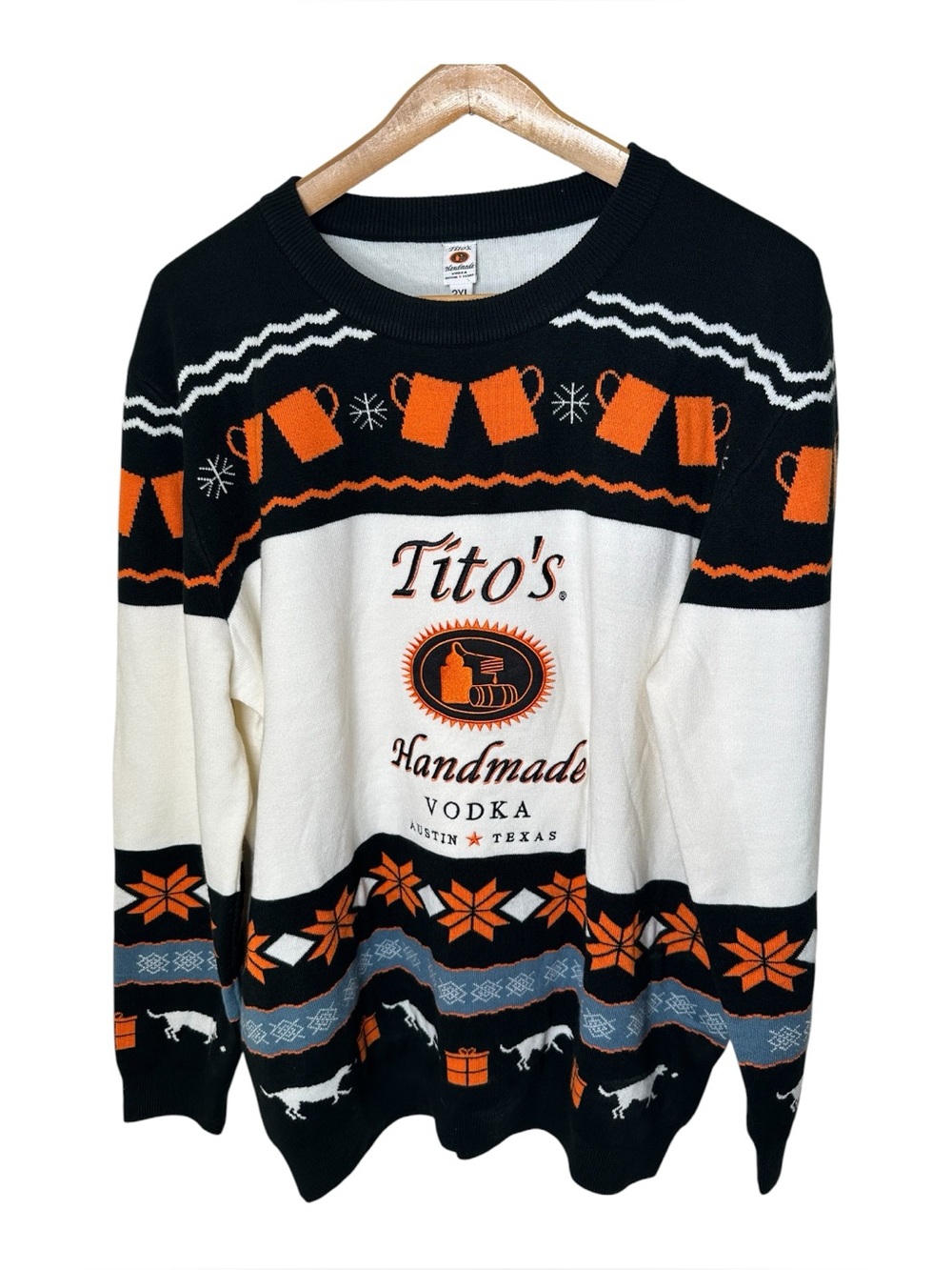 Tito's Handmade Vodka Holiday Sweater Size 2XL Embroidered Novelty Party